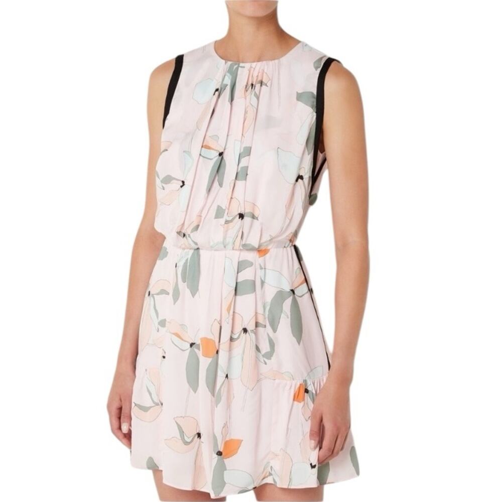 Reiss Jacqueline Leaf Print Pale Pink Sleeveless Dress size 4
